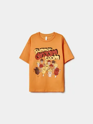 Футболка оверсайз Sela с принтом, оранжевый, арт. 52075