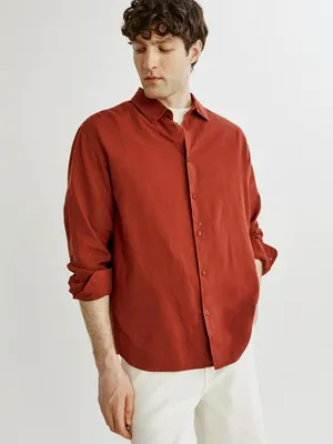 Рубашка из льна и вискозы Sela, оранжевый, арт. 52077