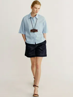 Джинсовые шорты Sela с высокой посадкой, синий, арт. 52084