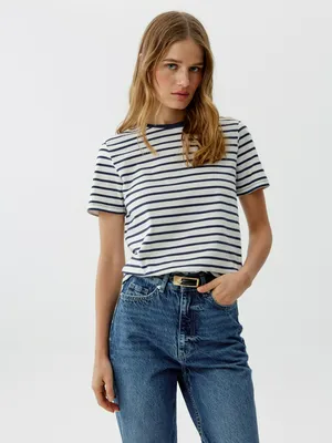 Футболка Sela в полоску прямого кроя, разноцветный, арт. 52123