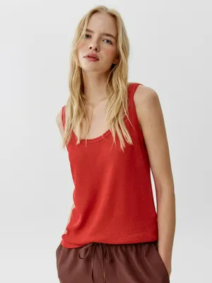 Топ Sela из льна, красный, арт. 52190