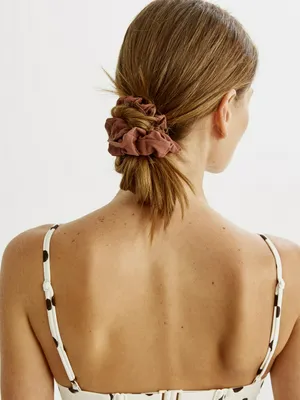 Набор из 2 хлопковых резинок для волос SELA, коричневый, арт. 52201