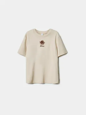 Футболка Sela с вышивкой, бежевый, арт. 52214
