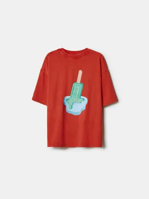 Футболка оверсайз Sela с принтом, красный, арт. 52216