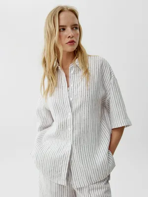 Льняная рубашка SELA с коротким рукавом, разноцветный, арт. 52221