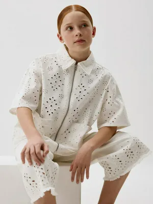 Рубашка из твила с коротким рукавом для девочек, арт. 5223