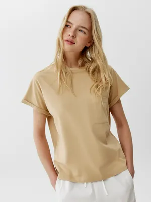 Футболка оверсайз с карманом Sela, бежевый, арт. 52242