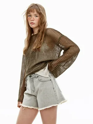 Джемпер оверсайз Sela крупной вязки, хаки, арт. 52253