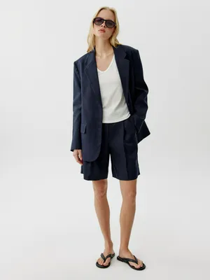 Шорты SELA из льна, синий, арт. 52258