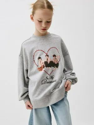 Свитшот оверсайз с принтом W24 для девочек, арт. 5226