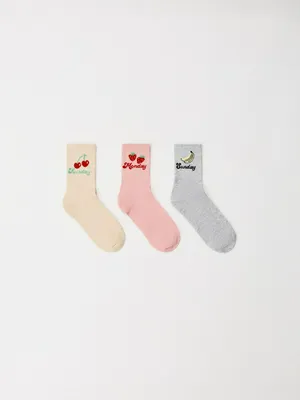 Набор носков SELA для девочек (3 пары), разноцветный, арт. 52279