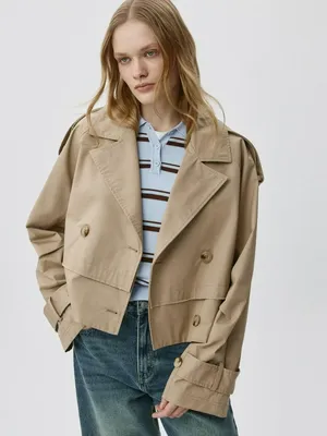 Укороченный оверсайз тренч SELA, бежевый, арт. 52285