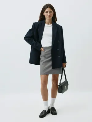 Юбка SELA мини с разрезом, серый, арт. 52305