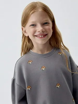 Свитшот Sela x Союзмультфильм для девочек, серый, арт. 52308