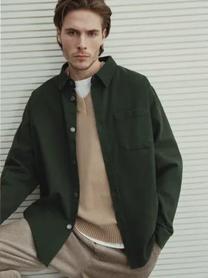 Рубашка SELA свободного кроя из твила, зеленый, арт. 52312