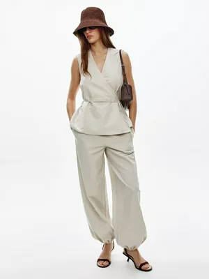 Брюки-шаровары Sela с льном, бежевый, арт. 52345