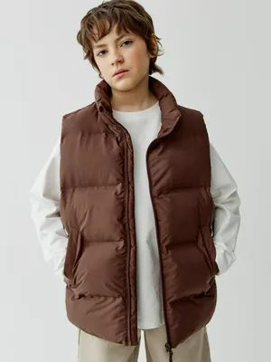 Базовый дутый жилет Sela, коричневый, арт. 52363