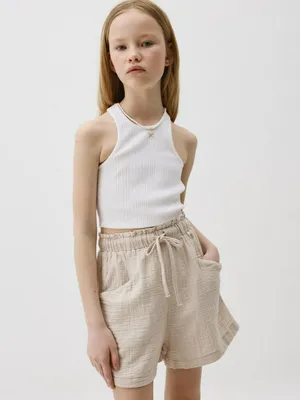 Укороченный топ в рубчик для девочек, арт. 5237