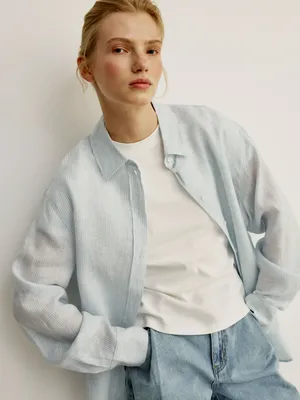 Рубашка оверсайз Sela, голубой, арт. 52374