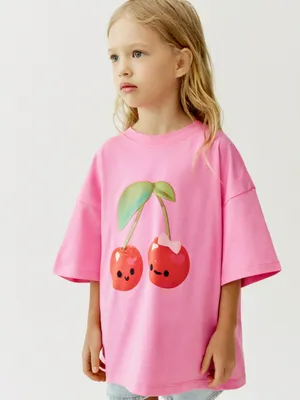 Футболка оверсайз Sela с принтом, розовый, арт. 52377