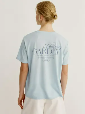 Футболка SELA с принтом из тенселя, голубой, арт. 52379