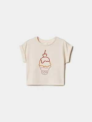 Футболка SELA с принтом мороженое, бежевый, арт. 52381