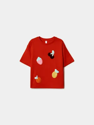 Футболка оверсайз Sela с фруктовым принтом, красный, арт. 52385