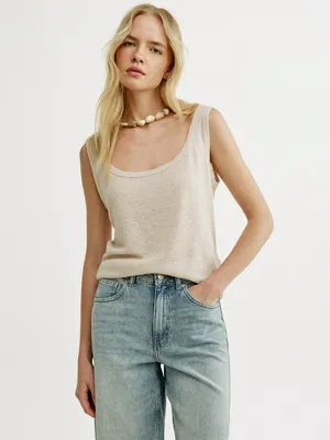 Топ из льна Sela, бежевый, арт. 52391