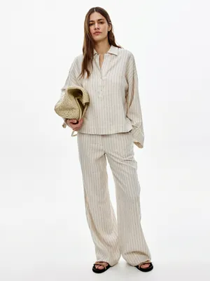 Свободные брюки SELA из смесового льна, бежевый, арт. 52393