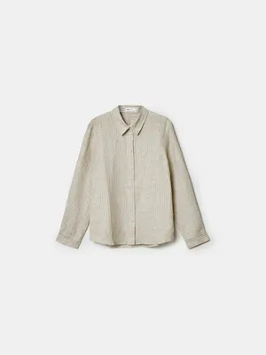 Льняная рубашка оверсайз Sela, бежевый, арт. 52395