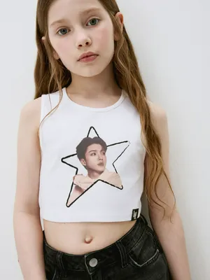 Укороченный топ с принтом W24 для девочек, арт. 5245