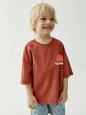 Футболка оверсайз Sela с принтом, красный, арт. 52460