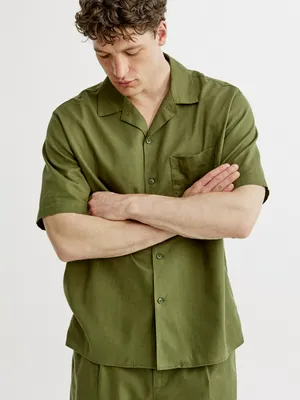 Рубашка Sela из хлопка и льна, зеленый, арт. 52463