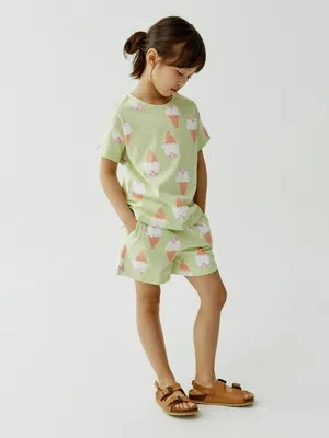 Трикотажные шорты Sela с принтом для девочек, зеленый, арт. 52467