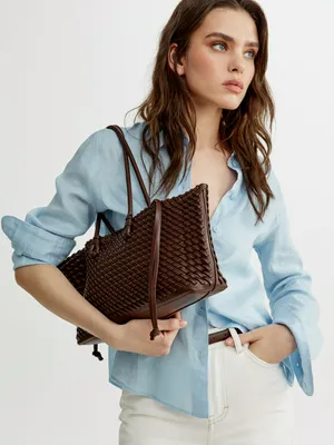 Сумка Sela из плетеной экокожи, коричневый, арт. 52470