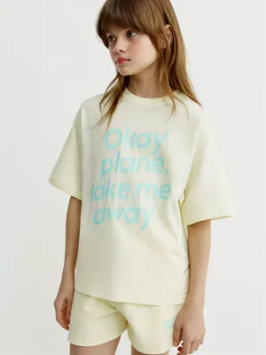 Футболка Sela оверсайз с принтом, бежевый, арт. 52475