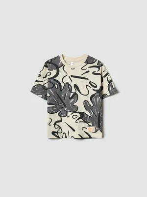 Футболка оверсайз Sela с принтом, бежевый, арт. 52505