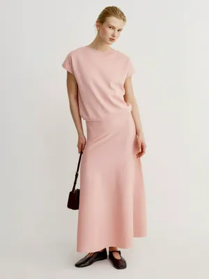 Вязаная юбка макси Sela, розовый, арт. 52508