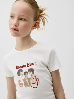 Укороченная футболка с принтом W24 для девочек, арт. 5253