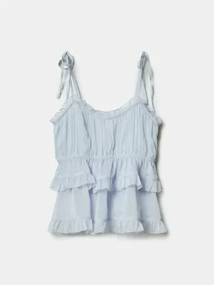 Топ Sela из шифона с оборкой, голубой, арт. 52532