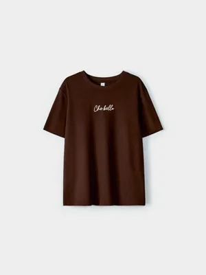 Футболка Sela с вышивкой, коричневый, арт. 52553