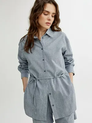 Рубашка Sela прямого кроя, синий, арт. 52556