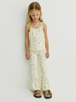 Брюки клеш Sela из ажурного трикотажа для девочек, белый, арт. 52558