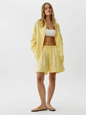 Свободные шорты из муслина Sela, желтый, арт. 52569