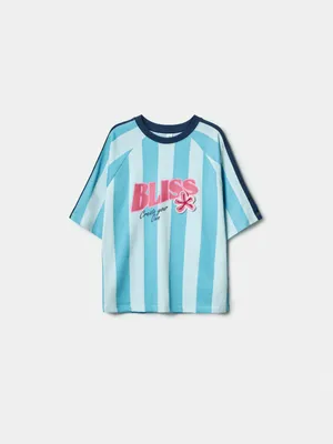 Футболка оверсайз Sela с аппликацией, голубой, арт. 52574