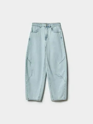 Джинсы Sela объемные укороченные, голубой, арт. 52581
