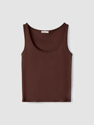 Топ Sela приталенный в рубчик, коричневый, арт. 52583