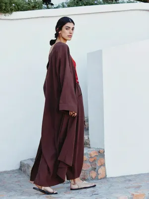 Кардиган-кимоно Sela макси, коричневый, арт. 52591