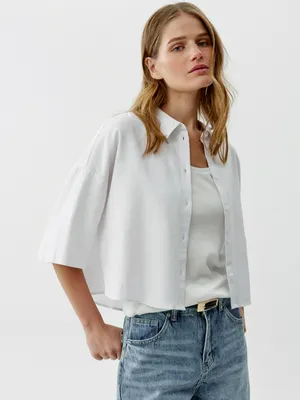 Рубашка Sela оверсайз, белый, арт. 52592
