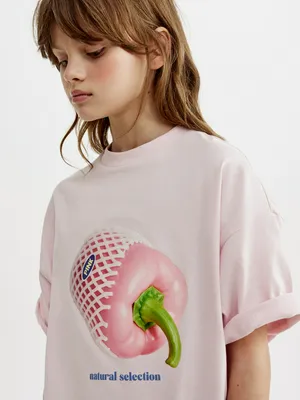 Футболка Sela оверсайз с принтом, розовый, арт. 52594